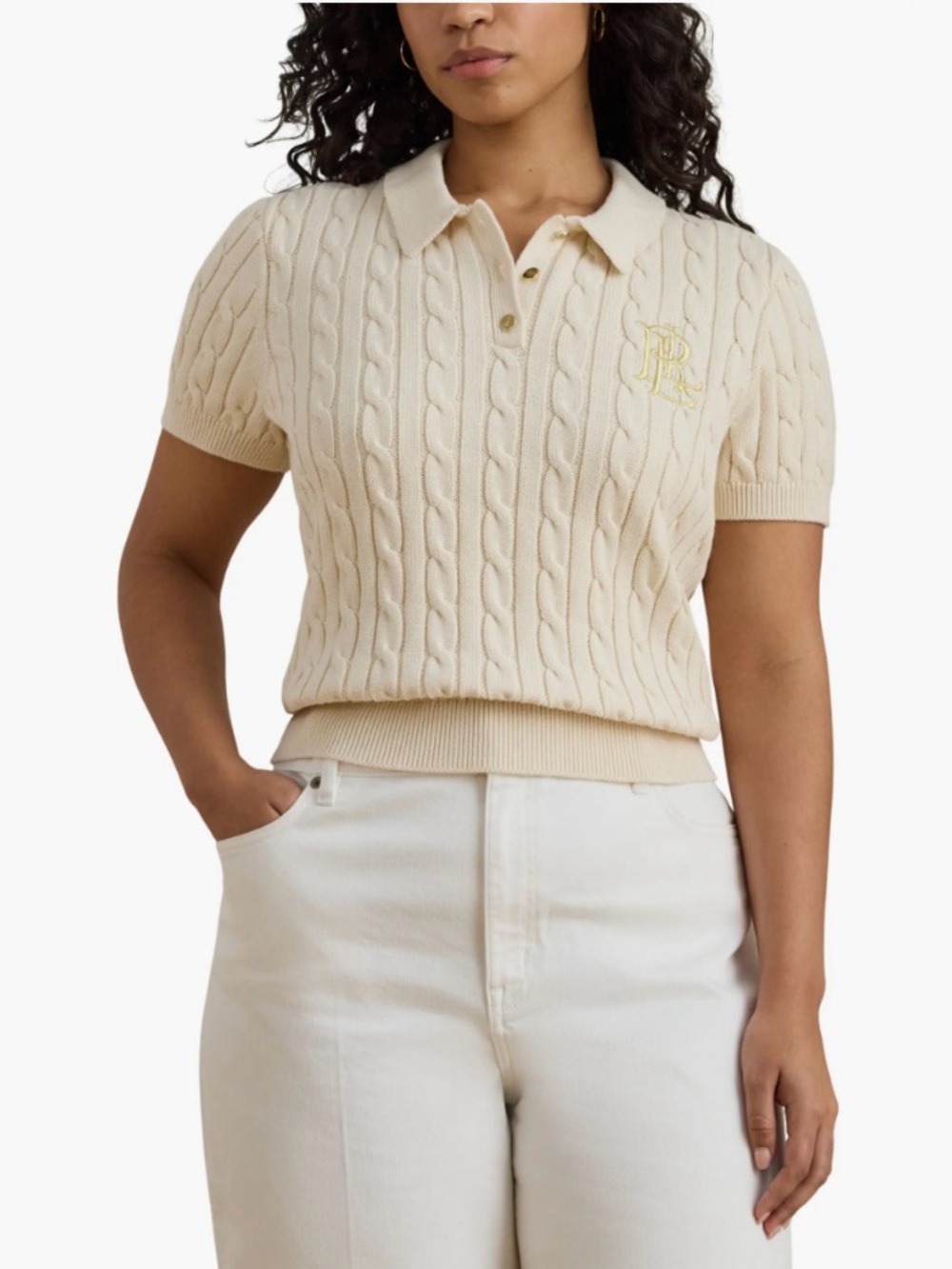 Lauren Ralph Lauren Embroidered Logo Cotton Polo Sweater